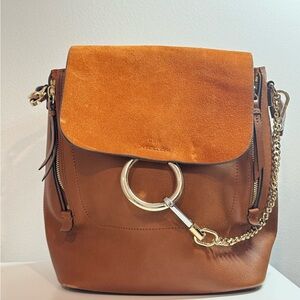 Orange and Brown Leather Backpack